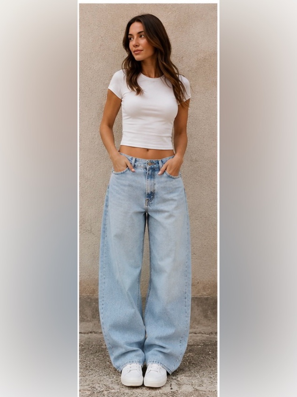 American Eagle Distressed Baggy Wide Leg Jeans Size 8 Light Wash Y2K